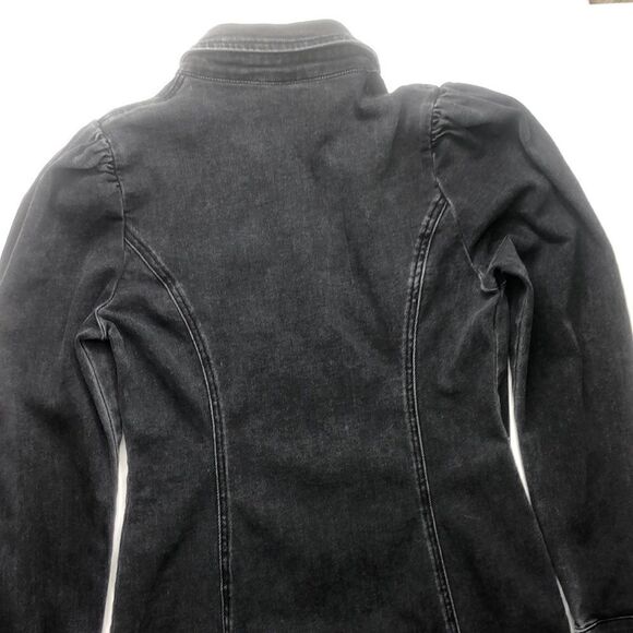 Urban Revivo Black Denim Long Jacket | Button Front | Size M (US 8) - Picture 9 of 15